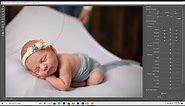 Newborn baby edit, extend the background in Photoshop. Content aware, quick select, paint, liquify