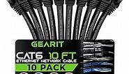 GearIT Cat 6 Ethernet Cable 10 ft (10-Pack) - Cat6 Patch Cable, Cat 6 Patch Cable, Cat6 Cable, Cat 6 Cable, Cat6 Ethernet Cable, Network Cable, Internet Cable - Black 10 Feet