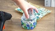 Flat Glass Marble Vase Fillers, 1LB Green Mixed Color Flat Gems Pebbles Aquarium Decoration