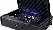 Biometric Gun Safes, Quick Access Gun Lock Box with Fingerprint & Digital Keypad, Handgun Safe with Auto Open Lid, Bedside Firearm Safety Car Safe