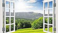 FLFK Fake Window Wall Sticker - Landscape Faux Window Wall Mural for Wall Decor, Stick and Peel Wall Decals,80"x60",Set of 5 Sheets
