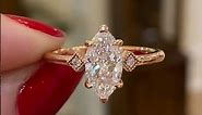 Bianca - Rose Gold Vintage Inspired 3-Stone 1.01ct Marquise Diamond Engagement Ring