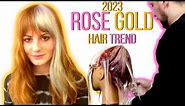 HOW TO best Colour for a WOLF CUT Rose Gold Copper Hair Color Trend 2023 with Blonde Panel Contrast