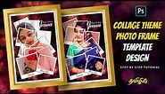 How to design a 12x18 creative collage theme photo frame using photoshop | Tamil Photoshop tuorials