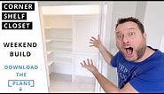 How To Build A Corner Shelf Closet In Any Standard Closet on a Budget | Woodworking Project 🪚