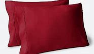 Bare Home Microfiber Pillow Cases - Standard/Queen Size Set of 2 - Cooling Pillowcases - Double Brushed - Red Pillowcases 2 Pack - Easy Care (Standard Pillowcase Set of 2, Red)