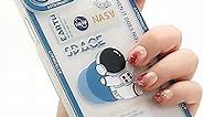 Yonds Queen for iPhone 14 Clear Cute Case, Cool Cartoon Astronaut Space Rocket Moon Design Stylish Soft TPU Bumper Shockproof Anti-Slip Protector Transparent Case (Blue Moons, iPhone 14)