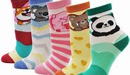 LOFIR Kids Socks Soft Cotton Animal Pattern Cute Ankle Socks for 8-11 Years Big Boys & Girls, 5 Pairs