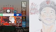 Young cancer patients' hand-drawn portraits of SF Giants' players appear on scoreboard