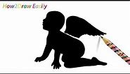 How to Draw a Baby Angel Silhouette Step by Step Drawing