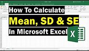 Calculating Mean, Standard Deviation & Error In Excel