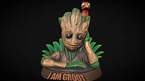I am Groot - Baby groot bust with bird - Download Free 3D model by Vetech82