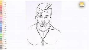 Tupac Shakur / 2pac drawing easy | How to draw Tupac Shakur step by step