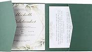 MillaSaw Emerald Green Wedding Invitation Pocket With Envelopes 25 Sets Candy Coloured Invitations (emerald green)