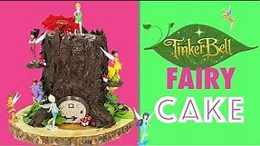 Tinkerbell Fairy CAKE - How to make a Tree Stump Cake with Tinker Bell Fairies