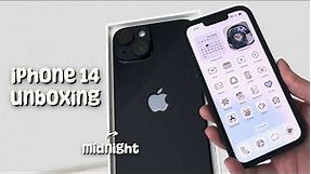 iPhone 14 (Midnight) Unboxing | Custom Home Screen | Camera Test | Aesthetic