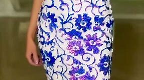 💙💙💙💙💙Ivory Multi-Color Print with Purple Sequin: Jovani 08257 Fitted Prom Dress💙💙💙💙💙