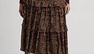 Lauren Ralph Lauren Plus Size Floral Ruffle-Trimmed Tiered Skirt - Macy's