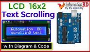 LCD 16x2 automatic scrolling text display with Arduino || Text moving left to right.