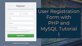 User Registration Form with PHP and MySQL Tutorial 1 - Creating a Registration Form