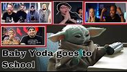 Reactors Reaction to Baby Yoda goes to school and shocked by wire | The Mandalorian 2x4