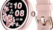 Smart Watches for Women Waterproof, Round Women's Watch Compatible with iPhone Android Phones Fitness Tracker Reloj para Mujer with Heart Rate Monitor Pedometer Sleep Tracker Pink, Lynn
