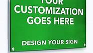 Custom Outdoor Metal Signs, Personalized Aluminum Signs, Customized Safety Signs, Metal Business Signs, Waterproof Outdoor Business Signs, White Aluminum (Green Background, 7x7 In)