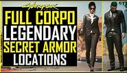 Cyberpunk 2077 How to get FULL Secret CORPO Armor / Clothing Set - All Legendary Corporate Locations