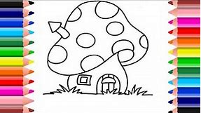How to Draw Cute Mushroom / Coloring Pages for Kids / Teach Draw for Kids