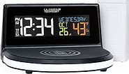 La Crosse Technology 617-84947-INT Wireless 5W Charging Alarm Clock with Glowing Base and Outdoor Sensor