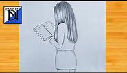 How to draw a girl reading book | Pencil sketch drawing tutorial | easy drawing | simple drawing