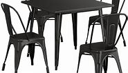 Lancaster Table & Seating Alloy Series 35 1/2" x 35 1/2" Black Standard Height Outdoor Table with 4 Cafe Chairs
