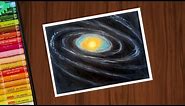 Milky Way Galaxy Drawing with Oil Pastels for Beginners - step by step