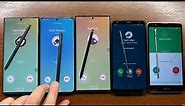 3 Samsung + 2 LG Phones Incoming Call with 5 Styluses