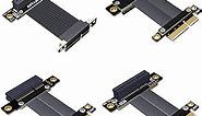 ADT-Link PCIE 4.0/3.0 X1 Riser Cable Dual 90 Degree Right Angle PCIe 3.0 x4 to x4 Extension Cable PCI Express 4X Riser Card Ribbon Extender (25cm, R22SR)