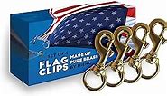 Flag Clips for Rope 4-Pack - Durable 3.2” Bronze Brass Snap Clip with Swivel Eyelet - Best for Flag Poles with Halyard Rope - 4 PCS Flag Pole Clips by Hieno Supplies - Flag Rope Clips for Flagpole