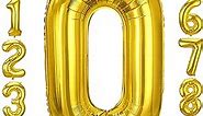 JOYYPOP 40 Inch Gold Number Balloons Foil Large Helium Number 0 Balloon for Birthday Anniversary Graduation Baby Shower Party Decorations