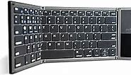 minder Foldable Keyboard Bluetooth with Trackpad – Wireless Portable Full-Size Travel Keyboard with Touchpad for Laptop, Tablets, and Phones