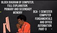 block diagram of computer Part-3 |full explanation | primary, secondary memory | bca sem 1
