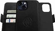 Dreem Fibonacci iPhone 13 Wallet case / 2-in-1 Shockproof case and Detachable Vegan Leather Folio, MagSafe Compatible, RFID Protection [Black]