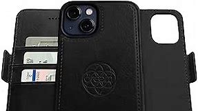 Dreem Fibonacci iPhone 13 Wallet case / 2-in-1 Shockproof case and Detachable Vegan Leather Folio, MagSafe Compatible, RFID Protection [Black]