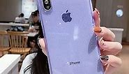Anynve iPhone Xs Max Case Clear Glitter Sparkle Bling Case [ Anti-Shock Matte Edge Bumper Design] Cute Slim Soft Silicone Gel Case Compatible for Apple iPhone Xmax 6.5''-Purple