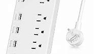 Surge Protector Power Strip 6 Outlets with 6 USB Charging Ports, USB Extension Cord, 1625W/13A Multiplug for Multiple Devices Smartphone Tablet Laptop Computer (6ft, white)