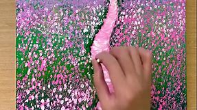 Painting a Pink Field / Acrylic Painting Techniques / Drawing a House