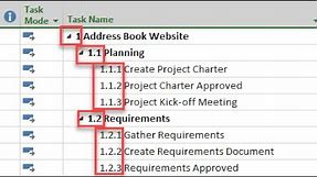How To Display Outline Numbers in Microsoft Project 2016
