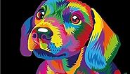 Paint by Number for Kids and Adults Beginner, DIY Gift Canvas Painting Kits for Boys and Girls, 16x20 Inch Colorful Cute Dog [Without Frame]