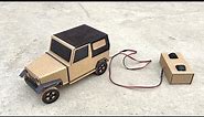How to make RC jeep car with cardboard,cardboard wheels and non switch remote control.