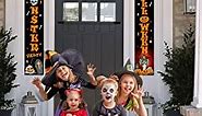 HIP MALL Halloween Decorations Outdoor, Trick or Treat Monster Party & Happy Halloween Banners, Cute Halloween Decor for Front Porch, Halloween Welcome Hanging Signs for Outdoor Indoor Home House