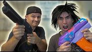 NERF WAR: SHOTGUN vs NERF GUN!