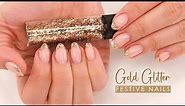 Gold Glitter Christmas Nails | Festive French Tips | Shonagh Scott